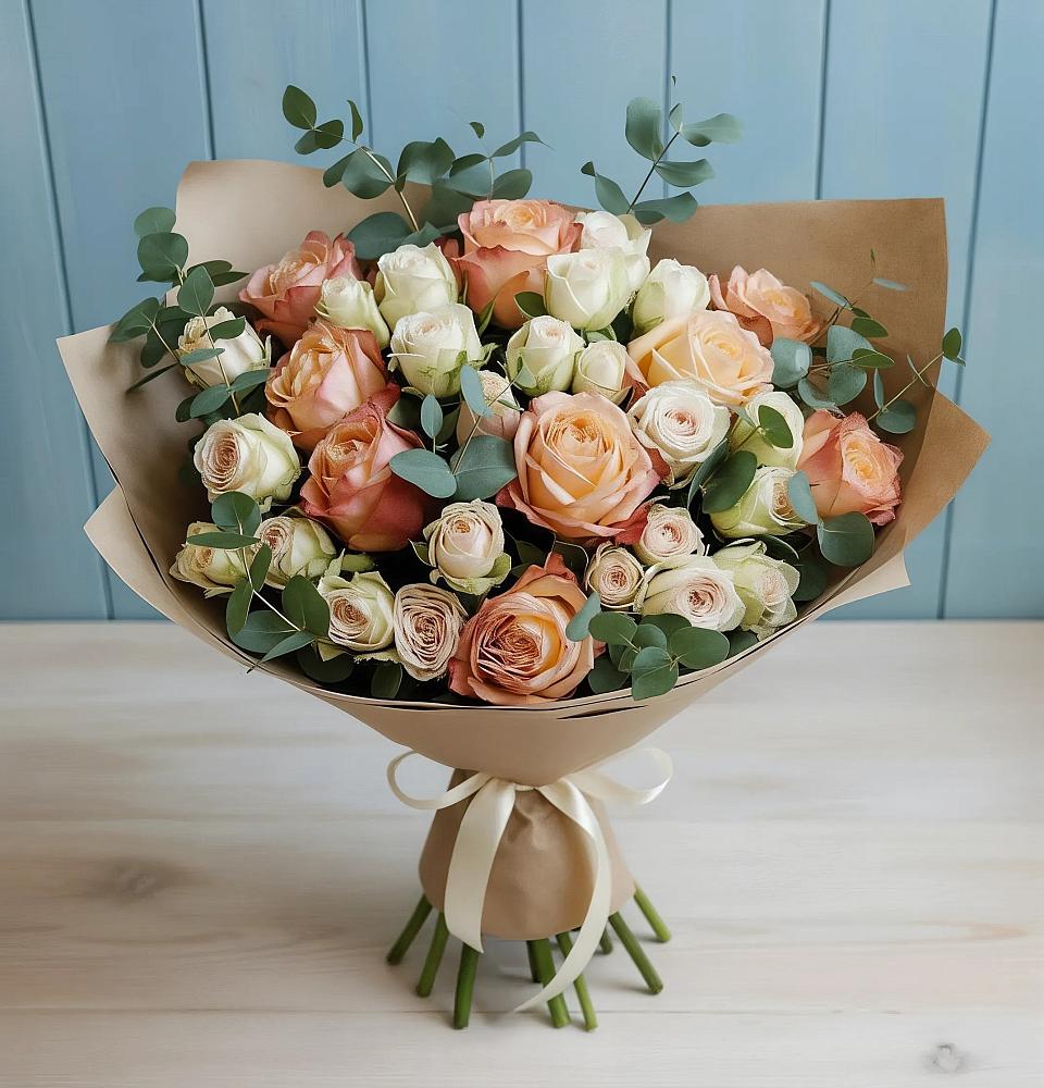 Букет цветов из: Альстромерии и Розы в Седкыркещ