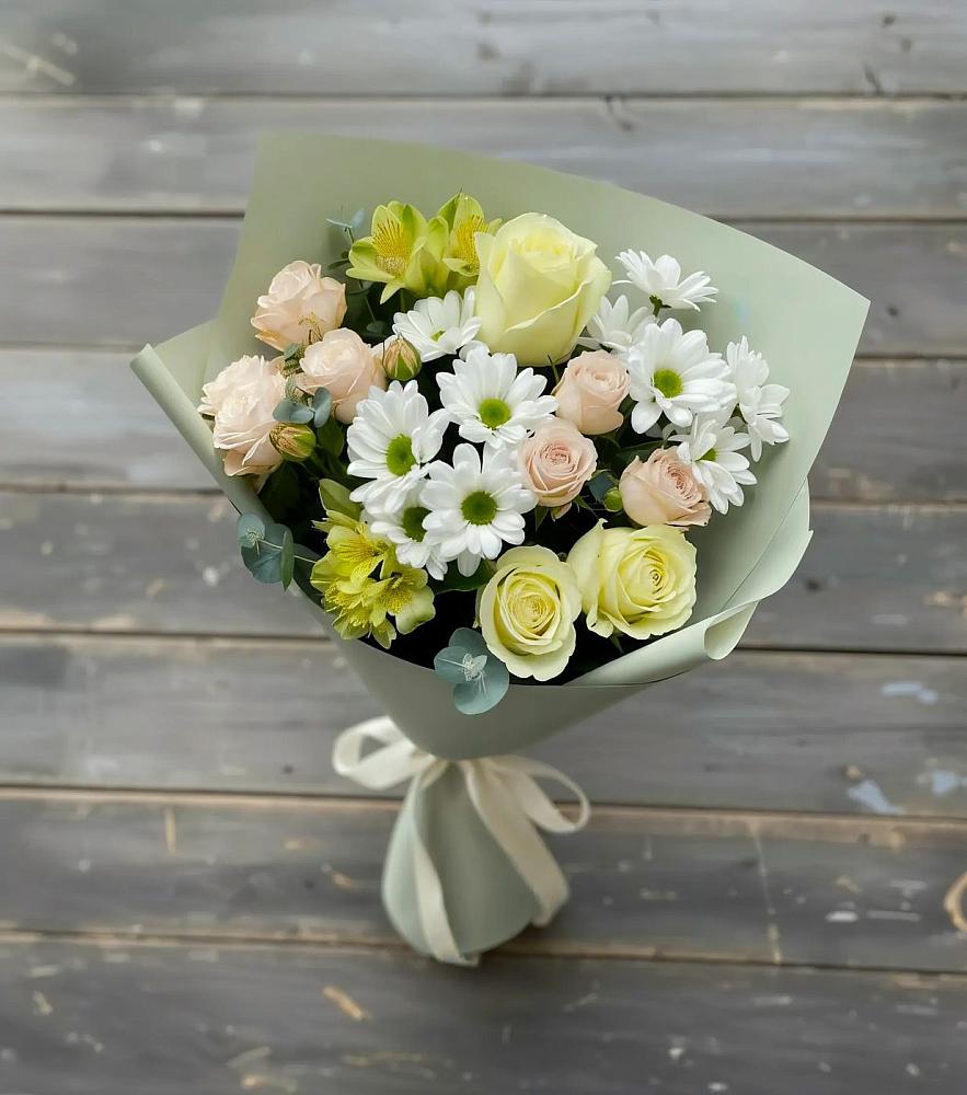 Букет цветов из: Альстромерии, Розы и Хризантемы в Седкыркещ