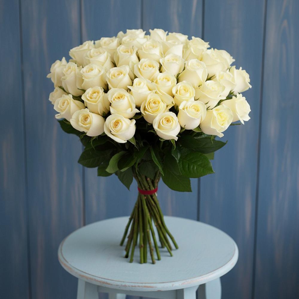 Букет 51 Белая роза Эдлесс Лав в Седкыркещ