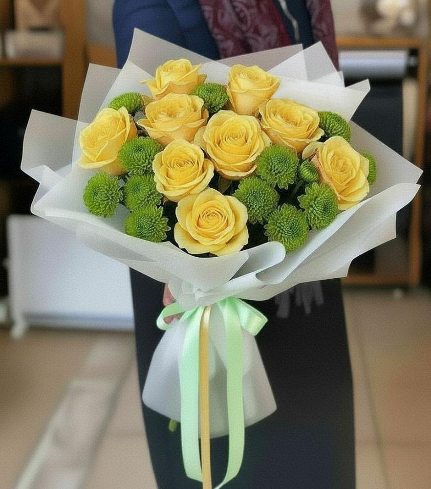 Букет цветов из: Хризантемы и Розы в Седкыркещ