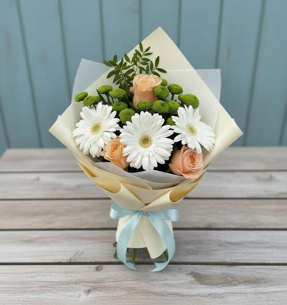 Букет цветов из: Герберы, Розы и Хризантемы в Седкыркещ