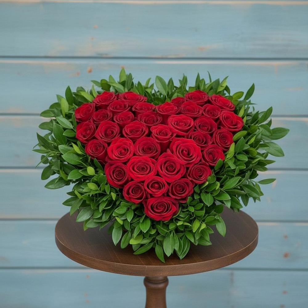 Цветочная композиция из Розы в виде сердца в Седкыркещ