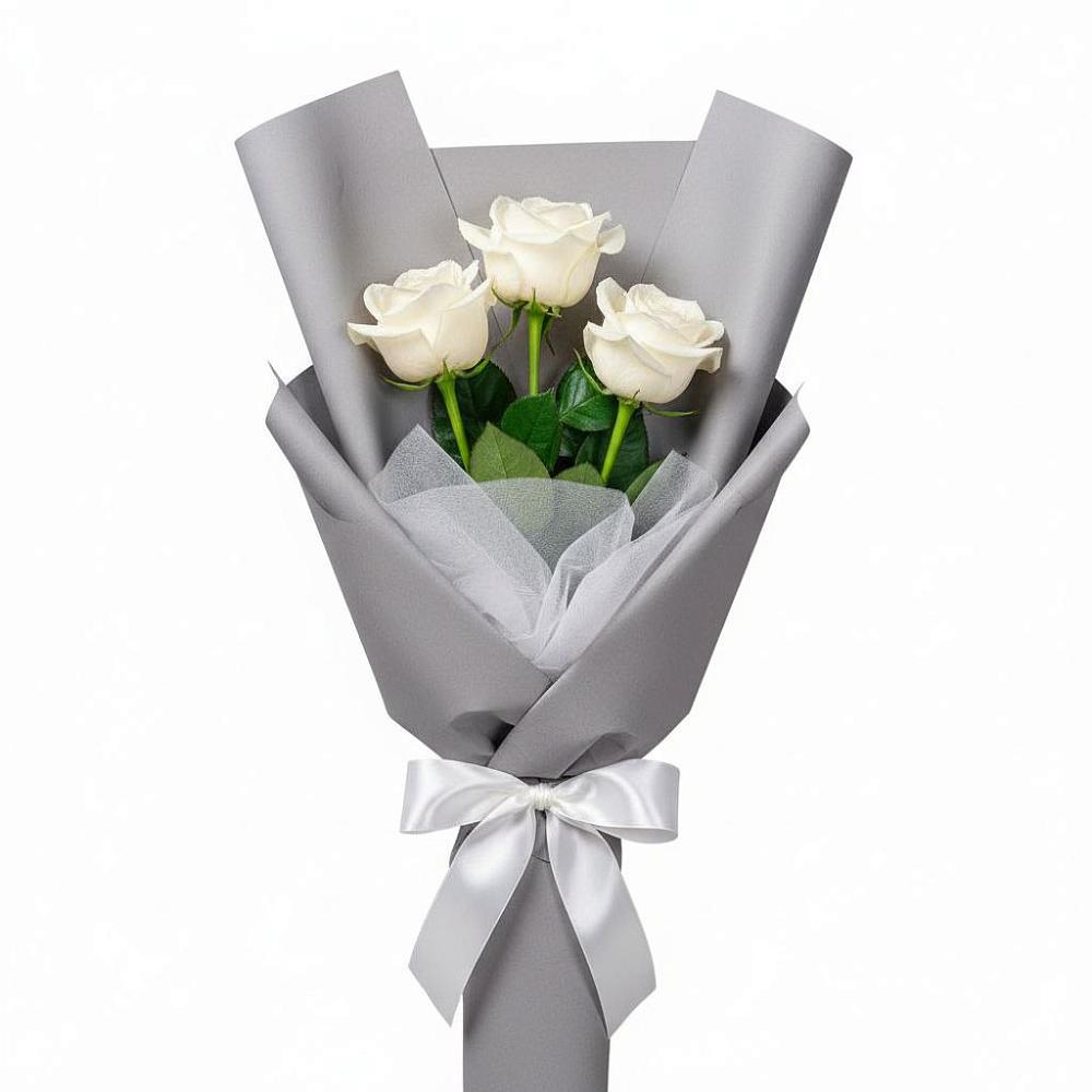 Букет 3 белые розы в Седкыркещ
