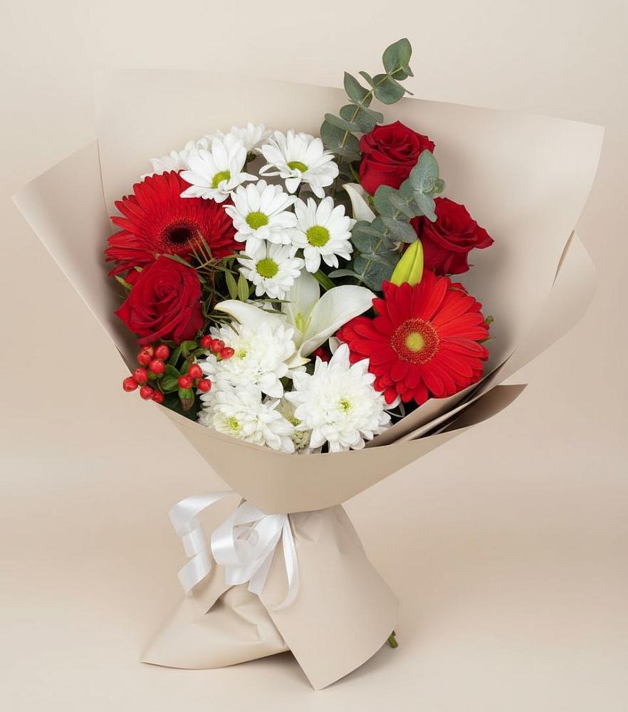 Букет цветов из: Розы, Хризантемы, Герберы и Лилии в Седкыркещ