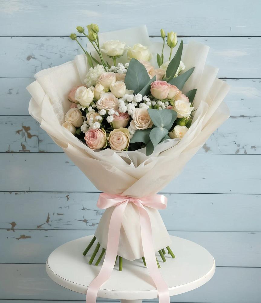 Букет цветов из: Розы и Лизиантусы в Седкыркещ