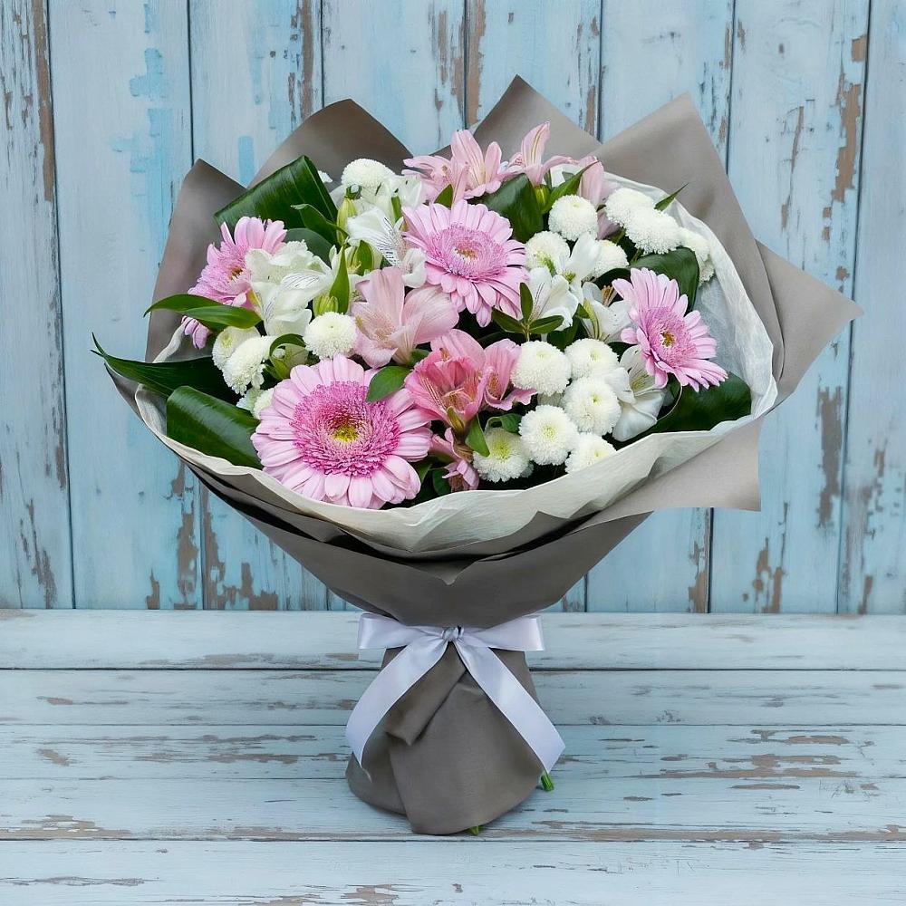 Букет цветов из: Герберы, Альстромерии и Хризантемы в Седкыркещ