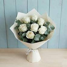 Букет Белые розы в Эвкалипте в Седкыркещ