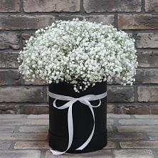 Цветочная композиция из Гипсофила в шляпной коробке в Седкыркещ